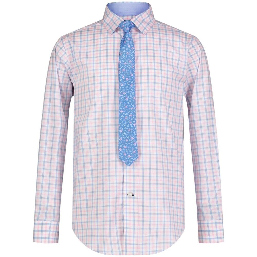 Tommy Hilfiger Boys The Flex Prism Pink and Blue Button Down with Tie Size 20R